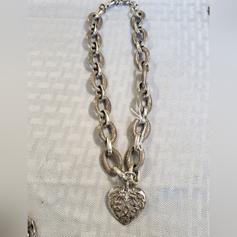 Brighton Silver Chain Necklace with Heart Pendant